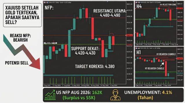 XAUUSD Setelah NFP: Gold Tertekan, Apakah Saatnya SELL?