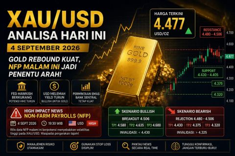 Analisa XAU/USD Hari Ini 4 September 2026: Gold Bullish Menjelang NFP