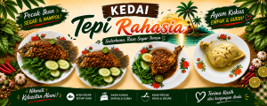 Grand Opening Kedai Tepi Rahasia di Pasar Modern Sentraland Parung Panjang dengan menu Pecak Ayam, Pecak Nila, Pecak Gurame dan Ayam Kukus Jahe.