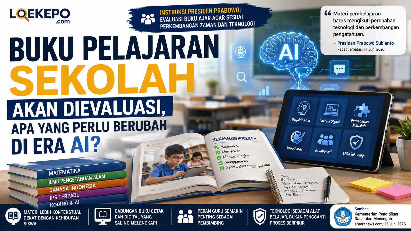Buku pelajaran sekolah dan teknologi AI dalam pendidikan Indonesia