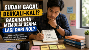 Pengusaha menyusun rencana untuk memulai usaha kembali setelah gagal