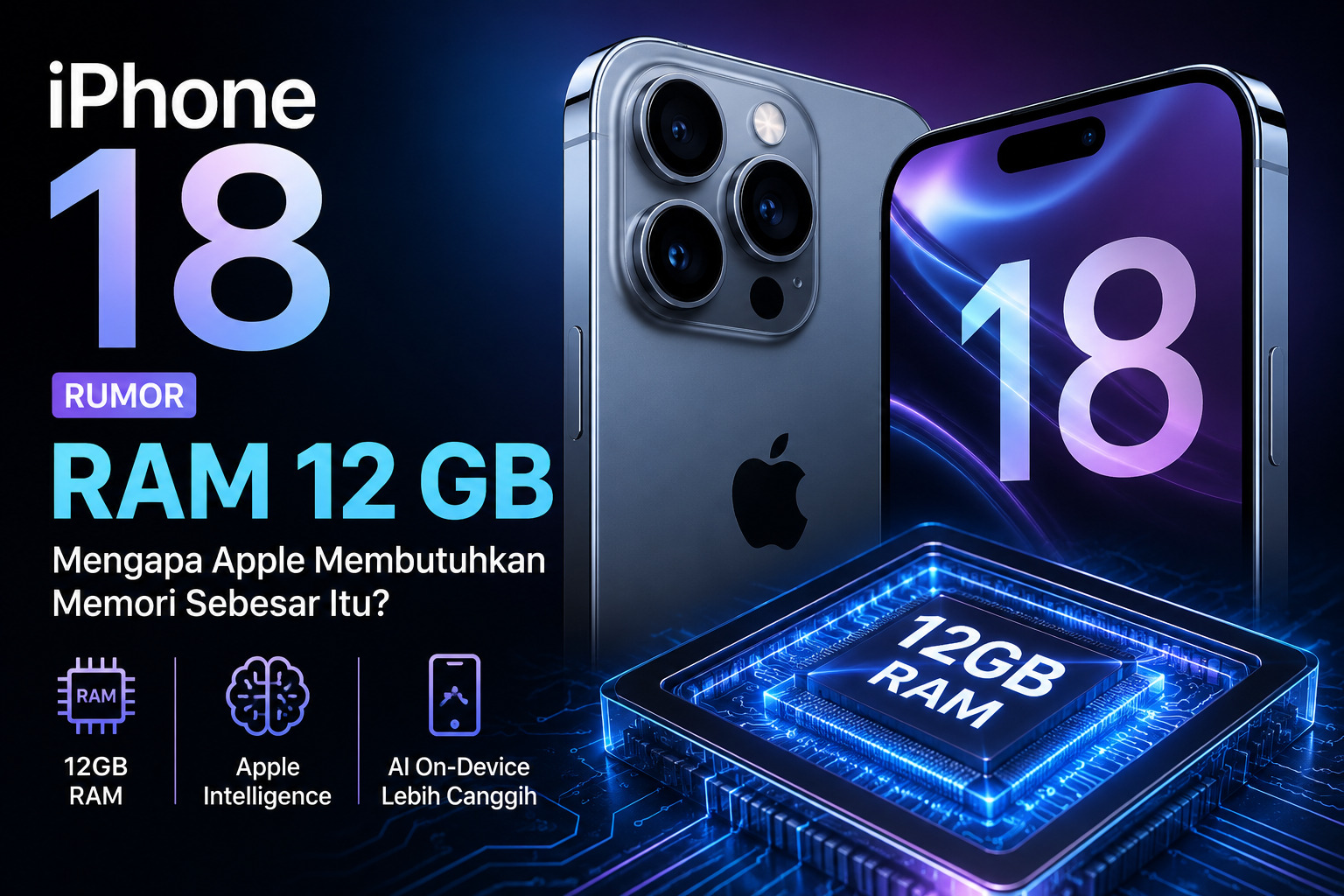 Ilustrasi rumor iPhone 18 dengan RAM 12 GB untuk AI