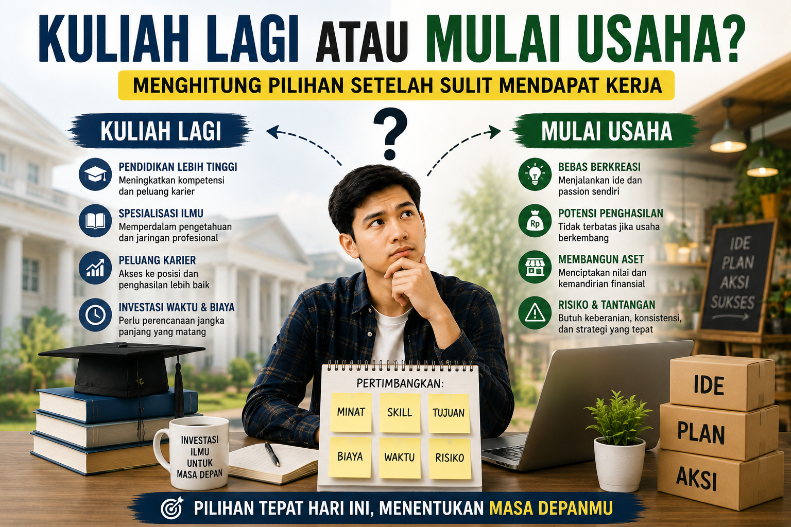 Kuliah lagi atau mulai usaha setelah sulit mendapat kerja