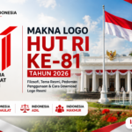 Makna logo HUT ke-81 Republik Indonesia Tahun 2026 dengan latar Istana Merdeka Jakarta.