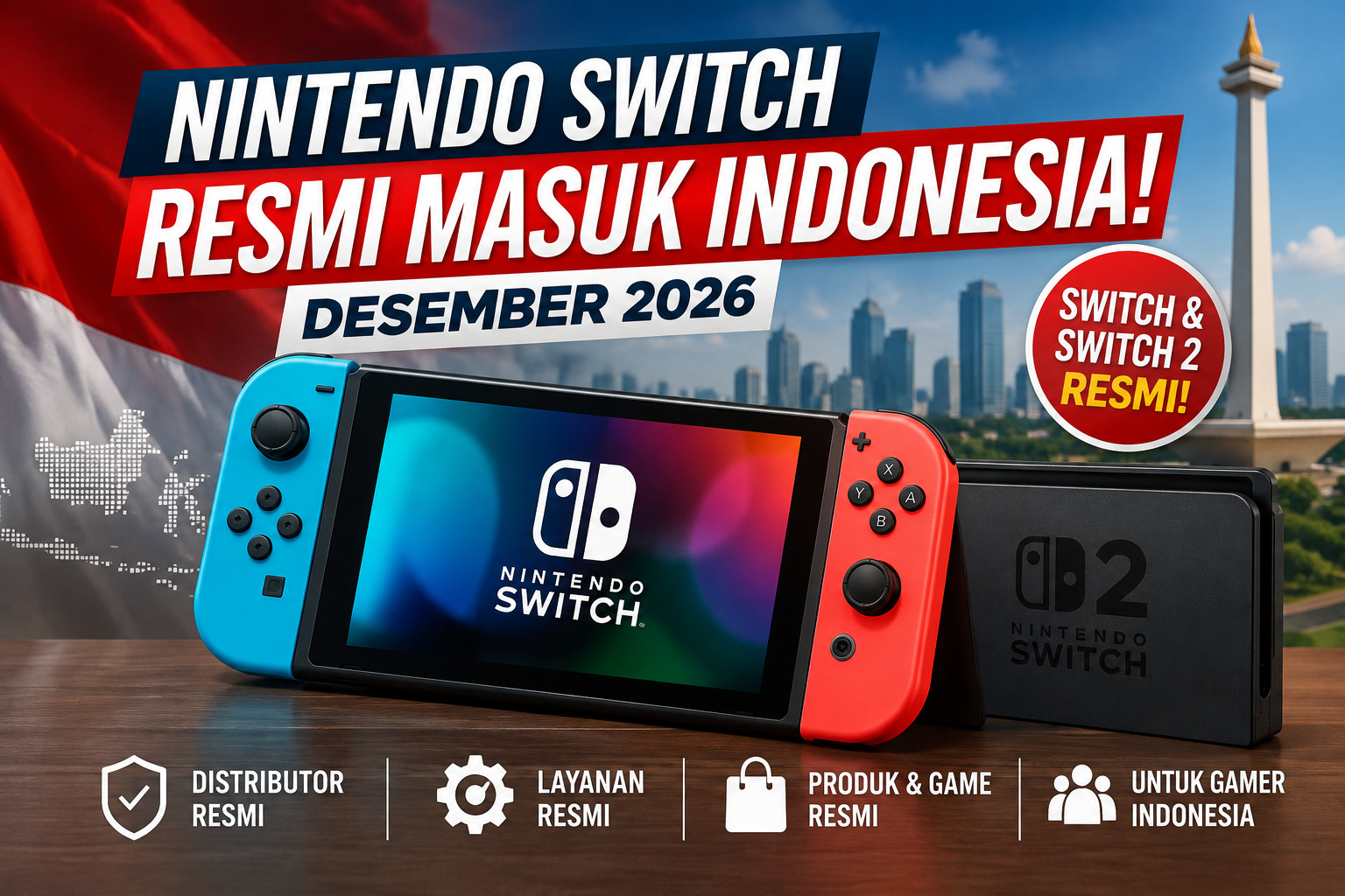 Nintendo Switch dan Switch 2 resmi masuk Indonesia Desember 2026