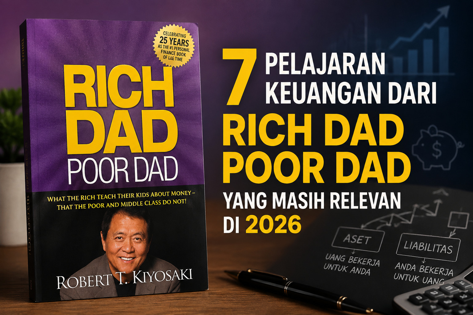 Ilustrasi pelajaran keuangan dari Rich Dad Poor Dad yang relevan di 2026