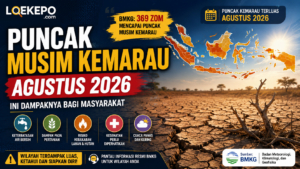 Peta puncak musim kemarau Agustus 2026 di Indonesia