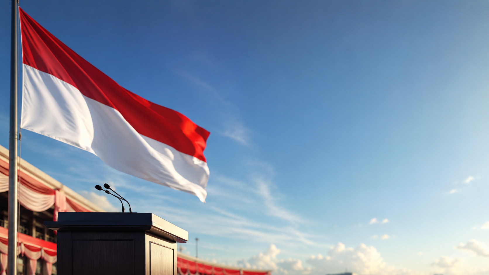 Ilustrasi bendera Merah Putih sebagai featured image tema resmi HUT ke-81 Republik Indonesia Tahun 2026 Indonesia Berdaulat Adil dan Makmur.