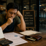 Pemilik usaha mengevaluasi bisnis yang sepi dan kondisi keuangan