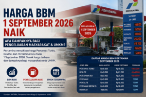 Harga BBM 1 September 2026 naik untuk Pertamax Turbo Dexlite dan Pertamina Dex