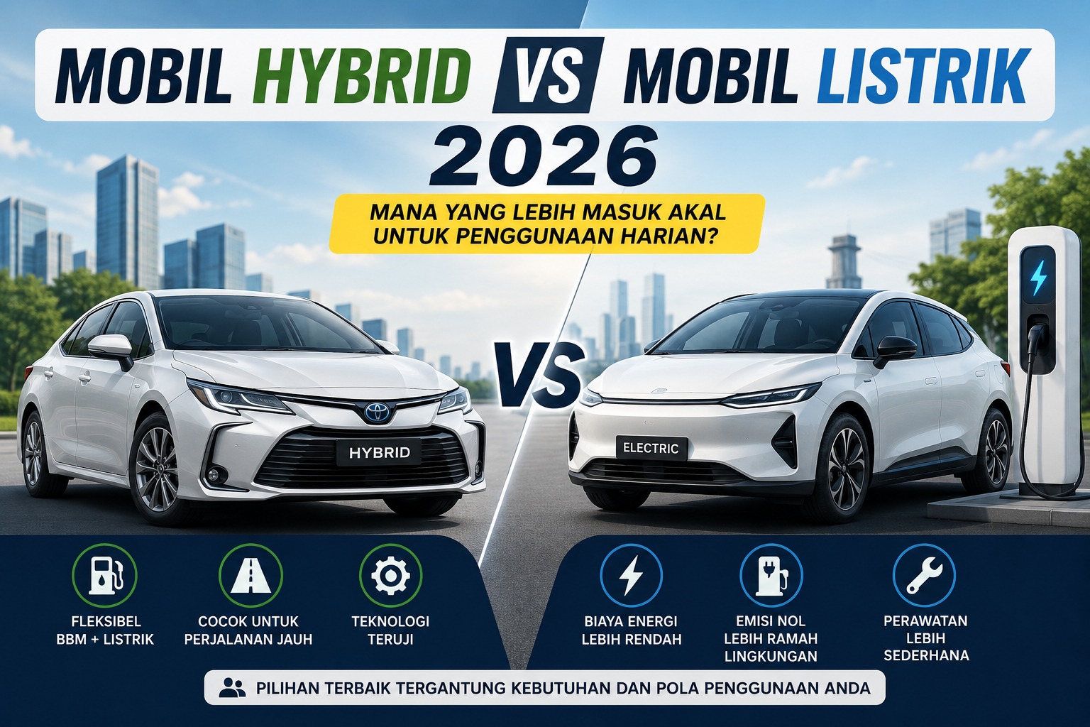 Perbandingan mobil hybrid dan mobil listrik untuk penggunaan harian 2026